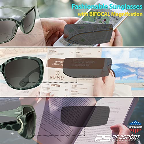 Image of proSPORT Womens Bifocal Reader Sunglasses Oversized Jackie O UV400 Scratch Resistant Fashion Eyewear Outdoor Pool Beach Use
