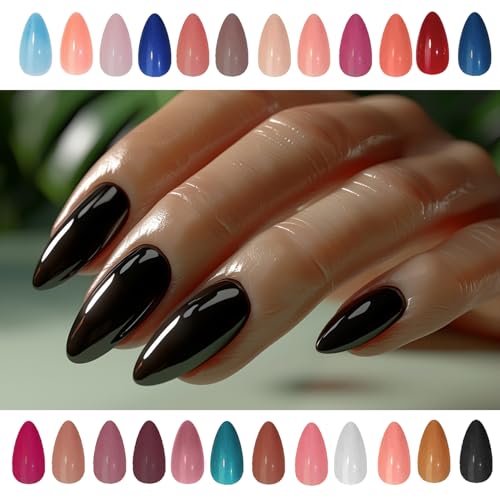 Image of Press On Nails 24 Color 576Pcs Artificial Nails for Women Girls Glossy Matte Colored Fake Stick On Nails Medium Length With Nail File, Adhesive Tabs Sticks