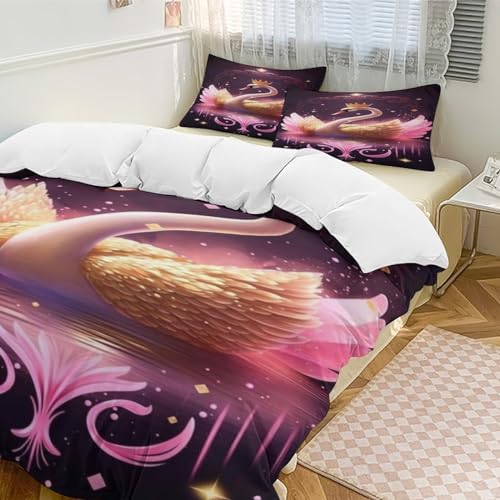 Housse de couette cygne impression 3D haute définition parure de lit premium - 5