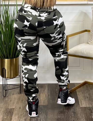 Womens Camo Cargo Pants, Camouflage Pants Women, Women Camo Camouflage Cargo Pant (Camouflage Black, L)4