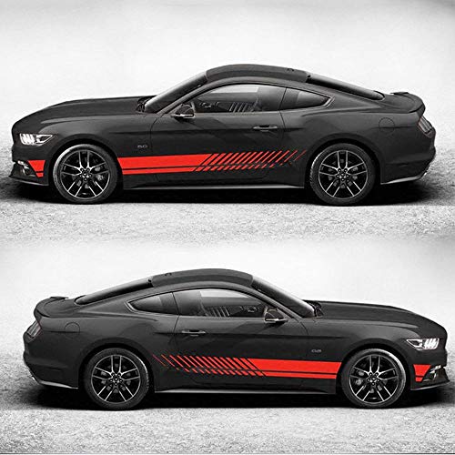 I-Vivian Universal Sports Racing Stripe Graphic Stickers And Decals For Truck Auto Car Body Side Door (Red) #TOP3