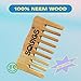 Squigs Beauty Neem Wooden Comb for Women & Men – Handcrafted Pocket-Sized Wide-Tooth Comb for Hair Detangling, Scalp Massage, Oil Distribution & Anti-Breakage – Pure Neem Wood for Hair Growth