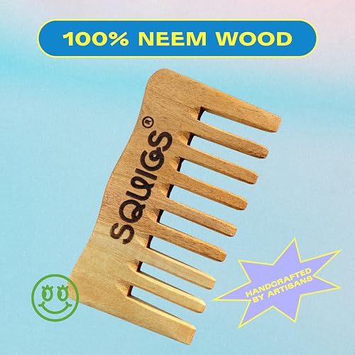 Peine Squigs Beauty Neem de madera para cabello miniatura 5