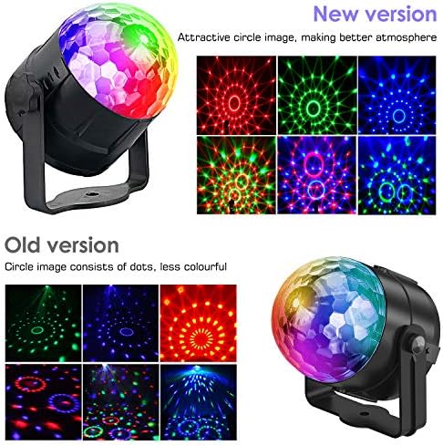 Disco Lights, Gvoo Sound Activated DJ Party Lights Rotating Ball Lights 5W 7 Modes RGB LED Stage Lights with Remote Control for Home Holidays Dance Parties Birthday and Christmas