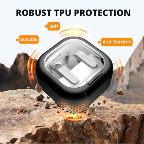 Image of ZORBES Compatible with Galaxy Buds 4 & 4 Pro, TPU Earbud Charging Case Skin Cover with Clear Window, Anti-Scratch Protective Case Cover with Clasp Ring & Cleaning Pen Kit