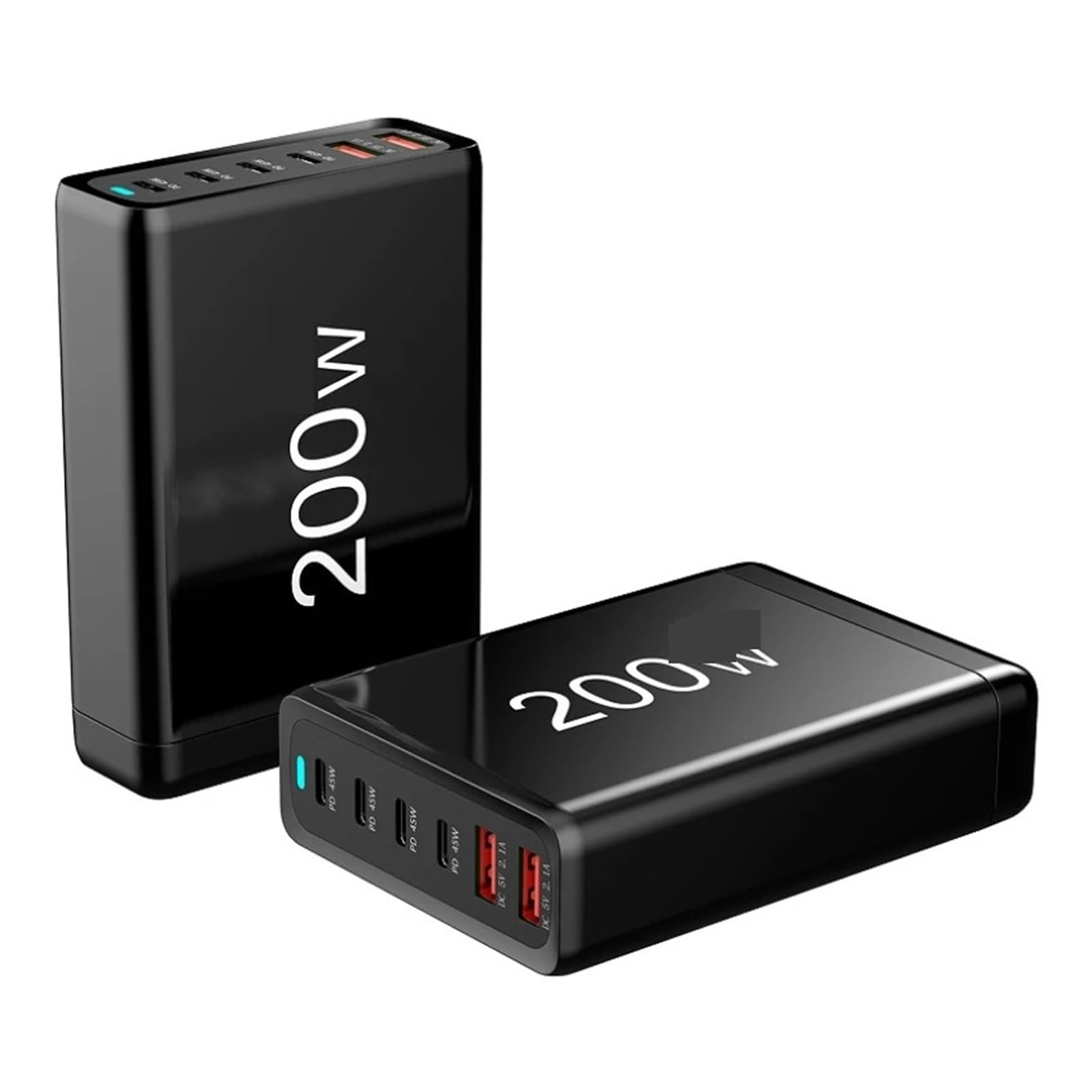 Ładowarka 200 W 6-portowa Stacja Ładująca USB Typu C PD QC4.0 Szybka Do Laptopa MożLiwość Szybkiego łAdowania(Black)