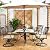 5 Piece Aluminum Outdoor Dining Set for 4, 4 Cushioned Swivel Rocker Chairs and 48 inch Round Alum Casting Table with Umbrella Hole, All-Weather Patio Furniture Set for Backyard Patio Lawn Garden
