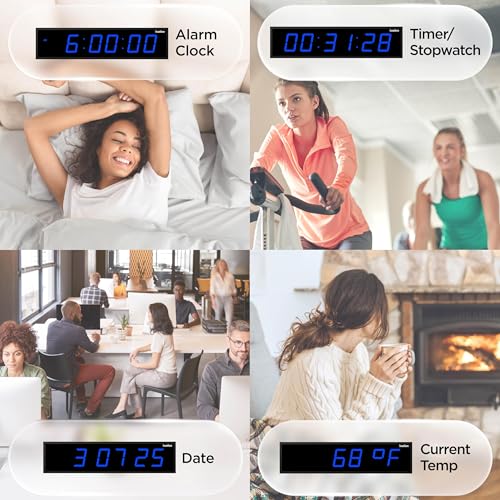 Image of Ivation Oversized Digital Wall Clock with Large LED Display & Timer, 24 inch