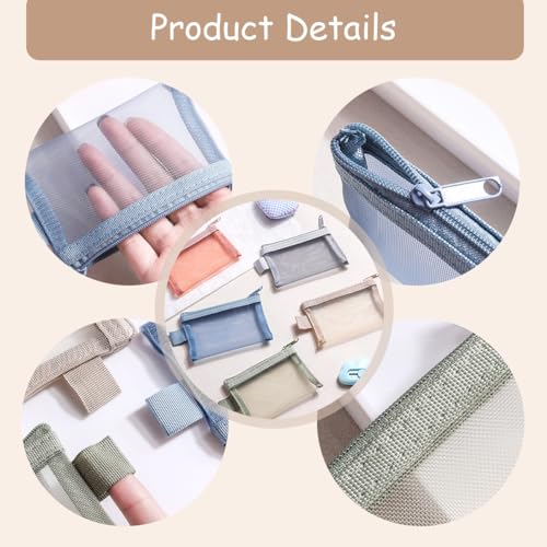 10 PCS Mesh Zipper Pouch Bags Mini Mesh Bag Cosmetic Travel Bag Lipstick Cosmetic Organizer Portable Makeup Bags Nylon Zipper Pouch for Office Supplies Cosmetics Travel Accessories3