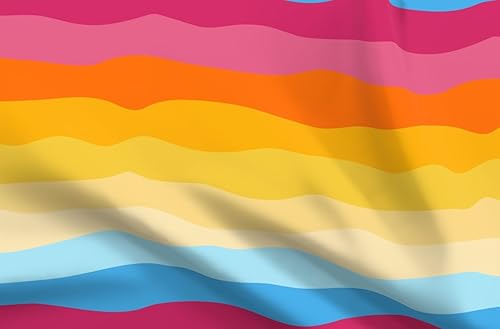 Spoonflower Fabric - Vibrant Waves Vintage 80S 1980S Retro Blue Pink Yellow Rainbow Radical Printed on Chiffon Fabric Fat Quarter - Sewing Fashion