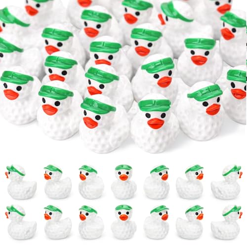 Image of 50 Pcs Golf Ducks Toy Figures, Mini Resin Ducks Bulk, Tiny Duck Figurine Dress up Game Toy for Party Favors (Golf Ducky)