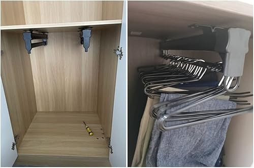 Miniatura 5 de Retractable Closet Valet Rod Pull-Out Wardrobe Clothes Rail Clothing Extendable Valet Rod Hanging Bracket Organizer 250mm-400mm Strong Rack  Size