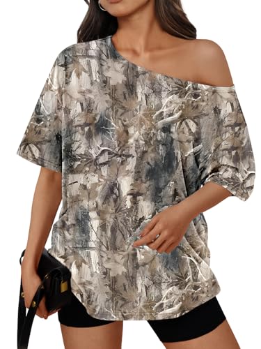 Image of Trendy Queen Womens Off the Shoulder Tops Oversized Summer Spring T-Shirts 2026