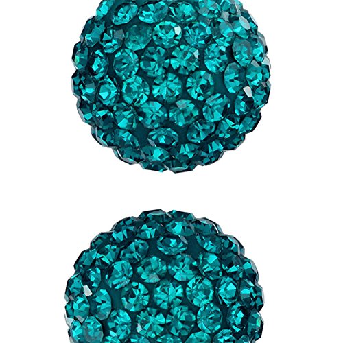 RUBYCA Pave Czech Crystal Disco Ball Clay Beads fit Shamballa Jewelry (100pcs, 8mm, Indicolite Blue)