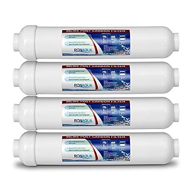 T33 Inline Coconut Grade Activated Carbon Pre/Post Membrane Filter for Taste and Odor Reduction WELL-MATCHED with AICRO, K2533JJ, FT15, IC-100A (Set of 4)