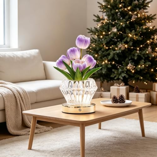 Image of Purple Tulip Flower Lamp Night Light Gifts for Women Mom Grandma