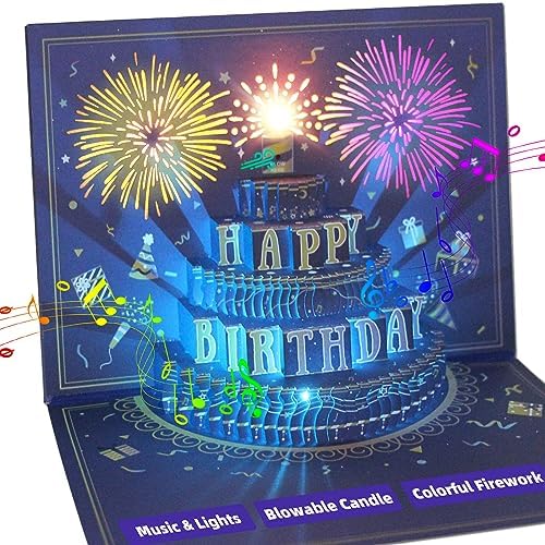 Amazon.com : BYKOOO Birthday Card | Musical Pop Up Birthday Cards w ...