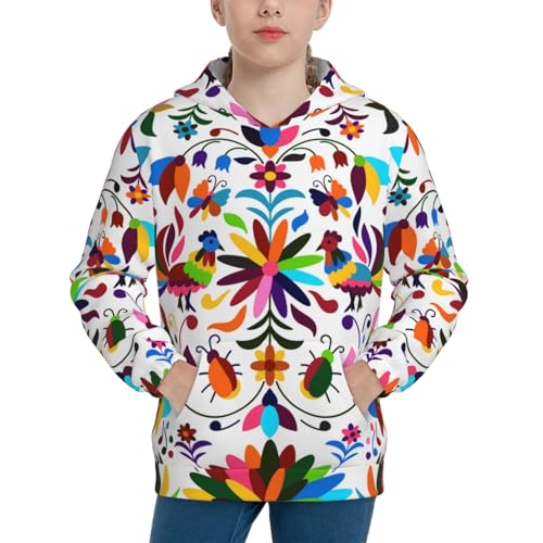 Mexican Bright Style Kids Pullover Hoodies Boys Sweatshirts Girls Athletic Clothes with Pocket