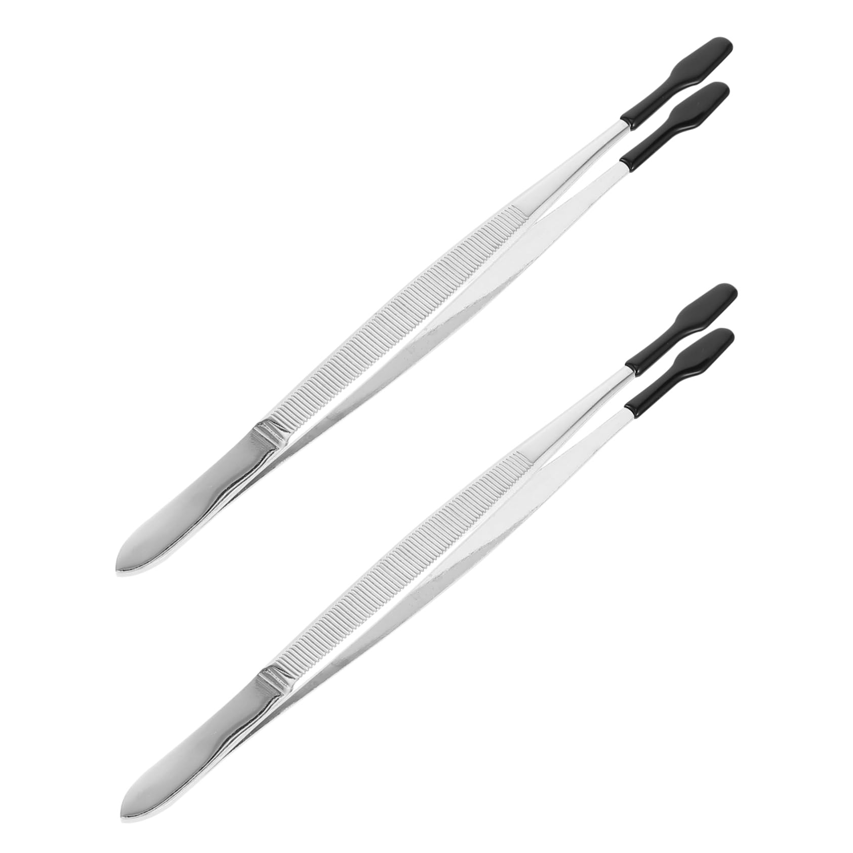 VILLCASE 2Pcs Static Stamp Tweezer Lightweight Stainless Steel Long Tweezers with Non Slip Handle for Philately Collectors and Coin Enthusiasts