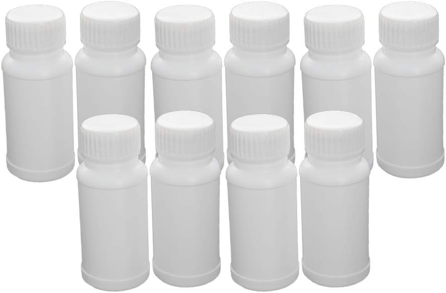 Bettomshin 10Pcs 60ml HDPE PE Plastic(Food Grade) Bottles, Lab Fluoride Bottle Wide Mouth Sample Sealing Storage Container White Cylinder