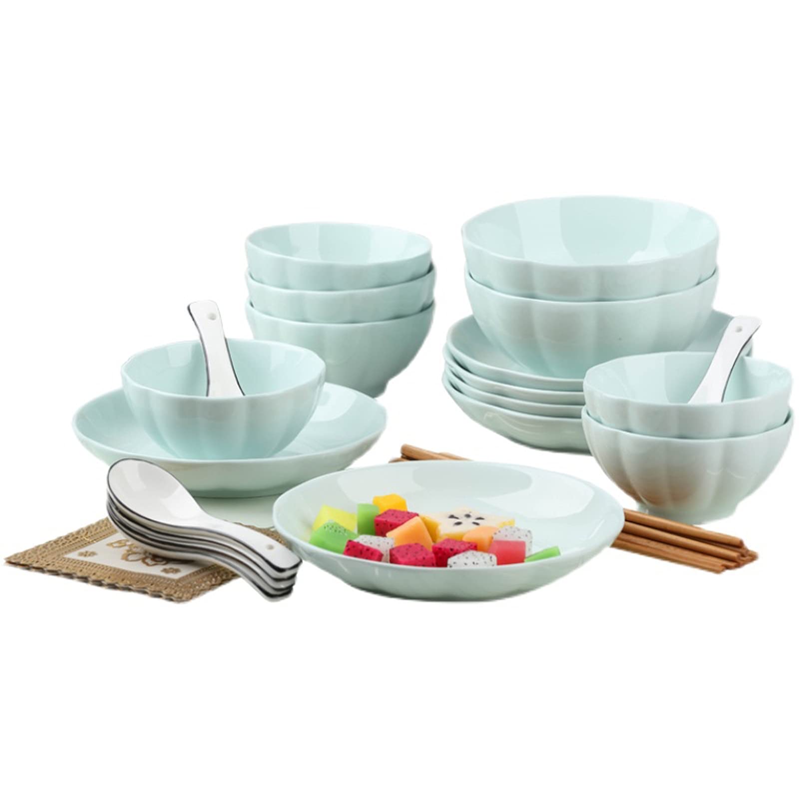 Stylowy zestaw obiadowy 32-częściowy zestaw ceramicznych zastaw stołowych, podszkliwny Kreatywny zestaw naczyń ceramicznych w jednolitym kolorze Zastawa stołowa do użytku domowego Zestaw talerzy