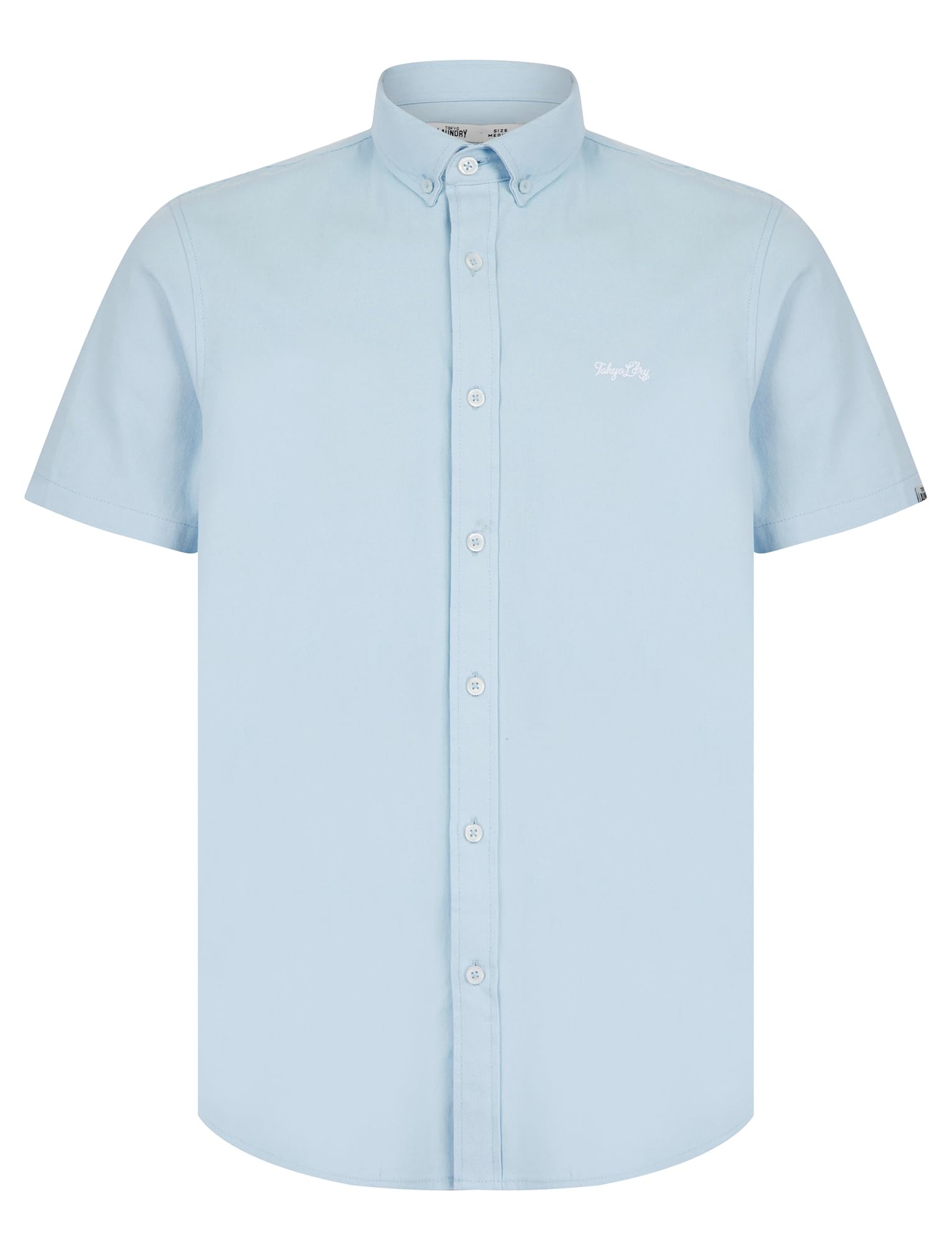 Tokyo Laundry Men's Blue / White Elbury Short Sleeve Cotton Twill Shirt Blue/White