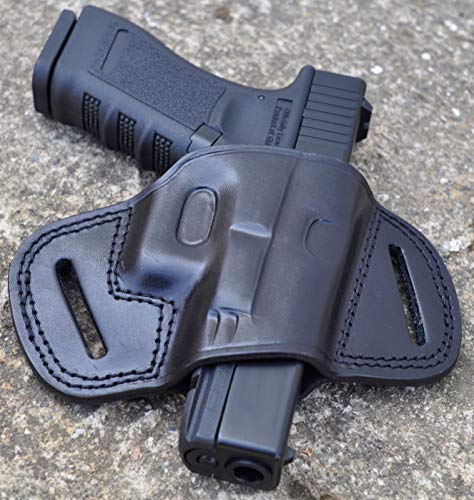 Ottoza Handmade Leather Gun Holster Glock (17/19/19X/23) Right Handed Glock 19 Holster Owb - Glock 19X Holster Owb - Glock 17 Holster Owb - Glock 23 Holster Owb Black Full Grain Leather No:238