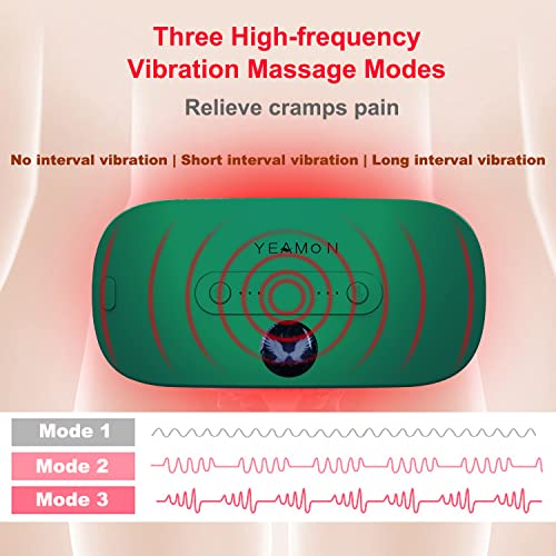 Image of Yeamon Portable Cordless Heating Pad, Electric Waist Belt Device, 3 Heat Levels, 3 Vibration Massage Modes, Back or Belly Heating Pad for Women and Girls (Green)