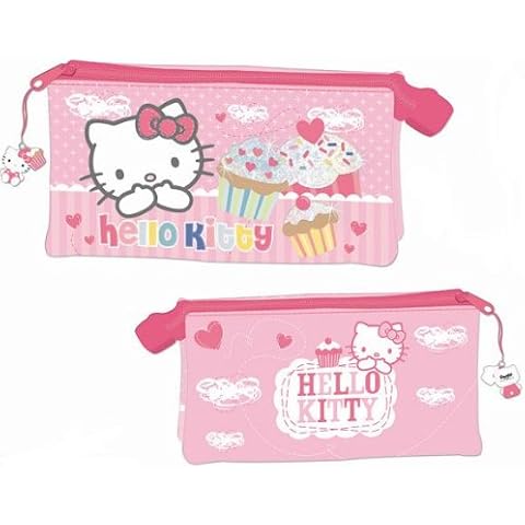 Hello Kitty Cupcake 3 Pocket Pencil Case Cover