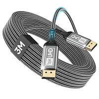 Nersligek DisplayPort Kabel 2.1 3M-DP Kabel Unterstützt 16K@60Hz, 10K@60Hz, 8K@120Hz, 4K@240Hz/165Hz/144Hz, 2K@360Hz/240Hz, 80Gbps, HDR, DSC1.2a, FreeSync, G-Sync für Gaming Monitor, Grafikkarte, PC