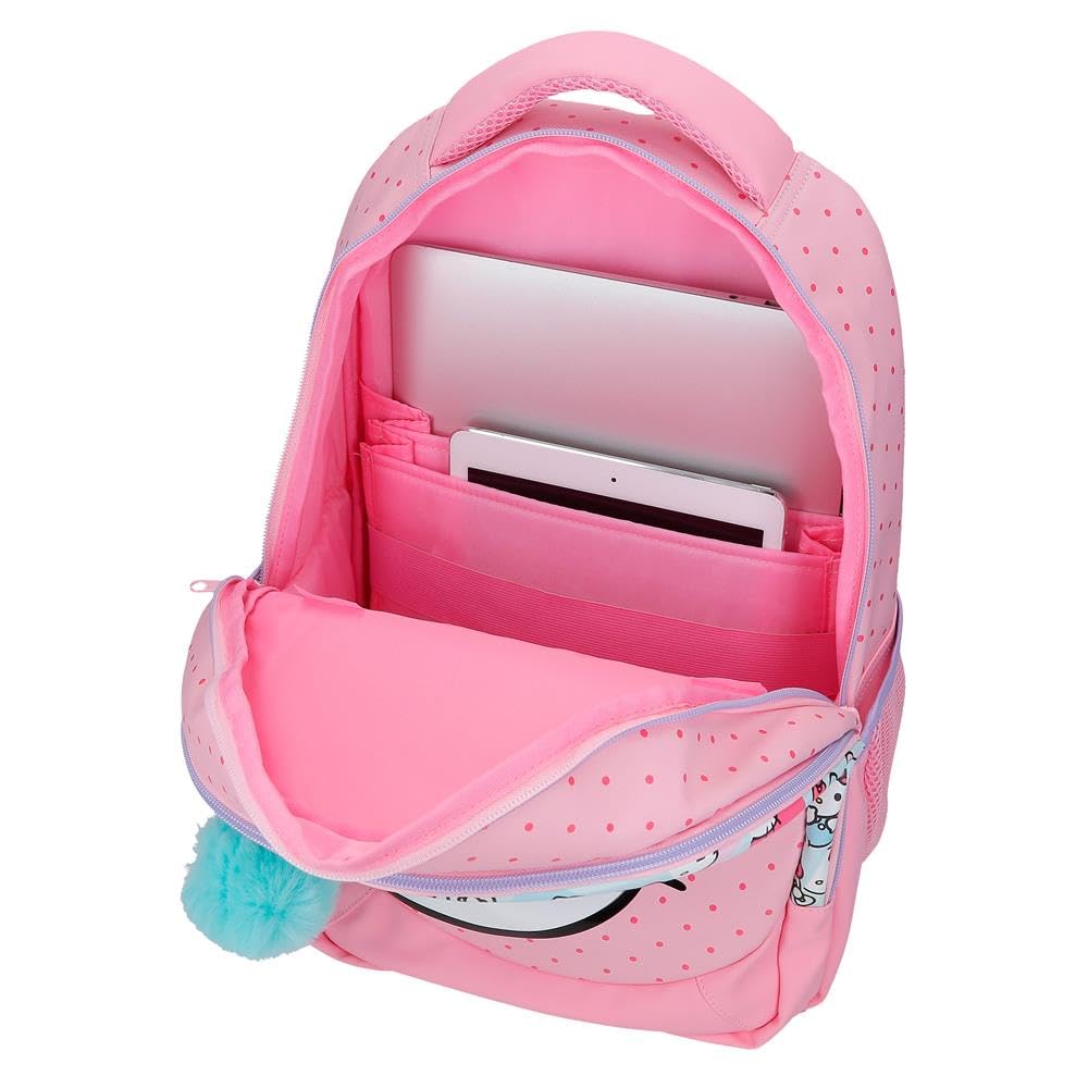 Sanrio Hello Kitty Bows Mochila infantil, mochila escolar, fabricada en Poliéster, bolsillos laterales, tirantes anchos ajustables de Joumma Bags