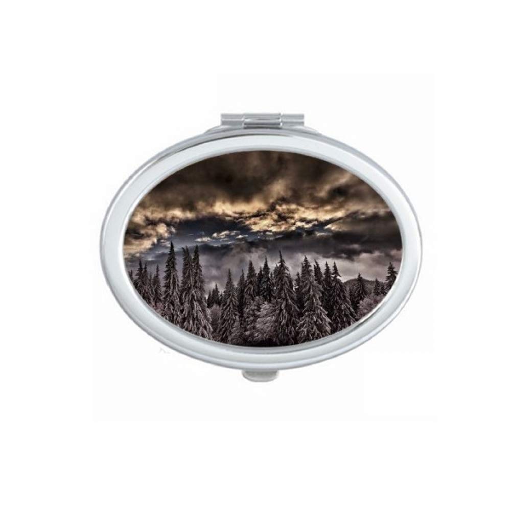 White Pine Sky Dark Sky Art Deco Gift Fashion Mirror Portable Fold Hand Makeup Double Side Glasses