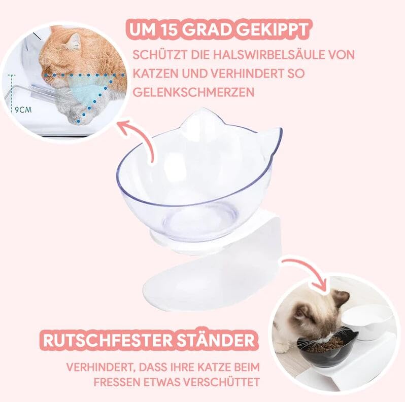 SWZEC wahre katzenliebe PurrBowl™ - erhöhter Anti-Erbrechen Fressnapf (2PCS,transparent)