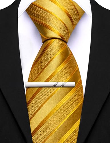 Image of Barry.Wang Mens 6 PCS Ties Silk Striped Paisley Check Floral Necktie Silky Woven Wedding Business Party Ties 3.34 inch