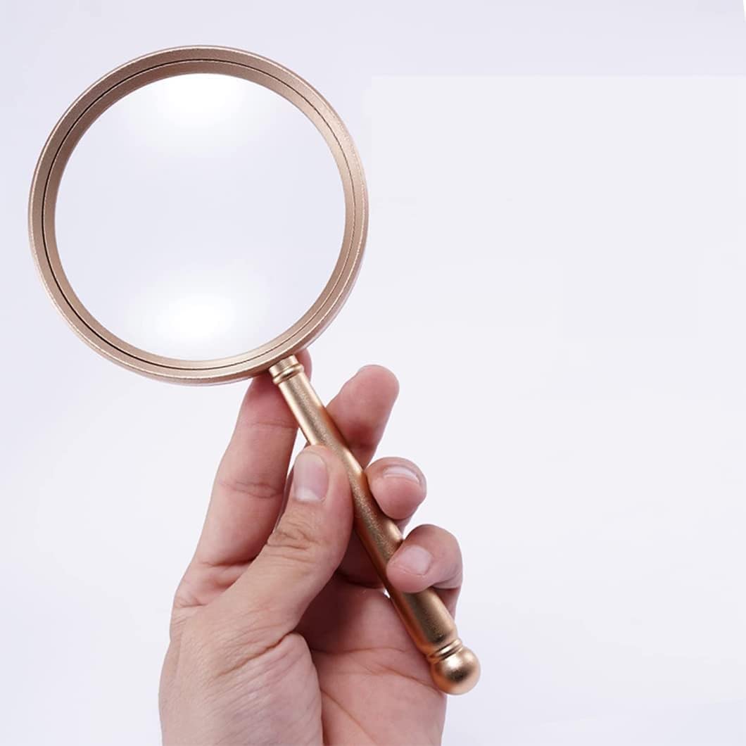 Lupa metálica de 20 aumentos, de Mano, para Personas Mayores y niños, con Lentes ópticas de Alta claridad para Lectura, Pasatiempos, Reparaciones, observación y como Regalo para PE