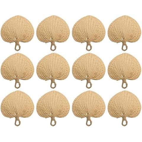 Koyal Wholesale Natural Raffia Hand Fans, 12-Pack Palm Leaf Hand Fans, Buri Fans, Handmade Raffia Fans, Wedding Favor Fans, Favor for Wedding, Fan Programs Wedding Cover