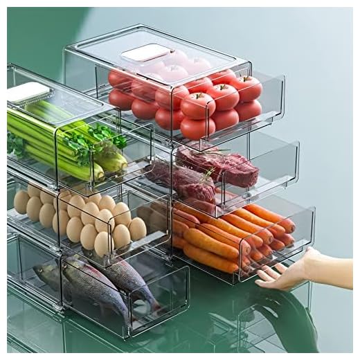 YekouMax Contenedores de almacenamiento y organización de despensa, organizador de refrigerador, contenedores de almacenamiento apilables de plástico con cajones, contenedores extraíbles para