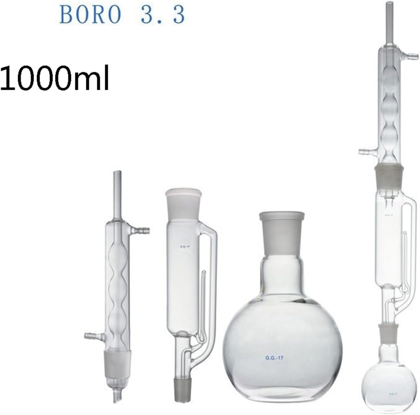 1000 Ml Soxhlet-extraktionsapparat Set Mit Allihn-kondensator, Soxlet-extraktor Und 1000 Ml Flachkolben, Borosilikatglas 3.3 Glas Anpassbares Destillationsgerät, 1000ml