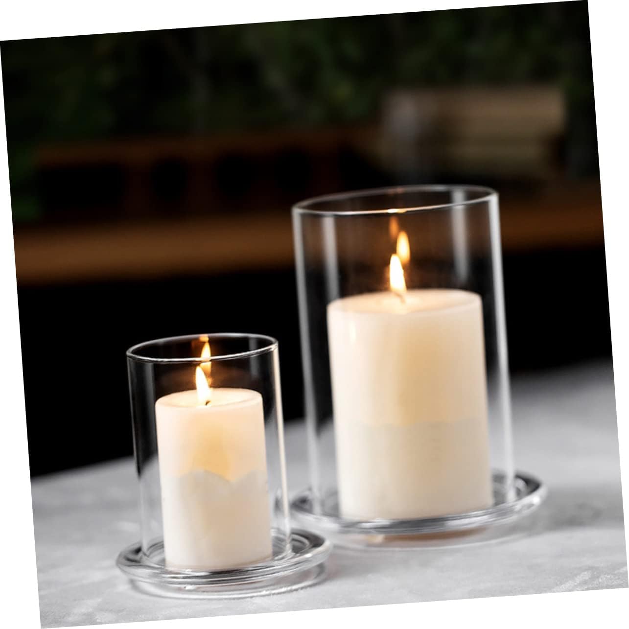 Healifty 3Pcs Windproof Glass Candle Covers Cylinder Candle Shades Decorative Holder for Home Decor Open Ended Design for Dining Room Light Fixtures
