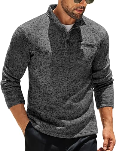 メンズウェア OBSIDIAN HENLEY NECK PULLOVER size XL COOFANDY Mens Henley Shirts Casual Long Sleeve Collarless Knit