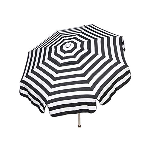 Heininger 1343 DestinationGear Italian Black and White 6' Acrylic Striped Bar Height Pole Umbrella