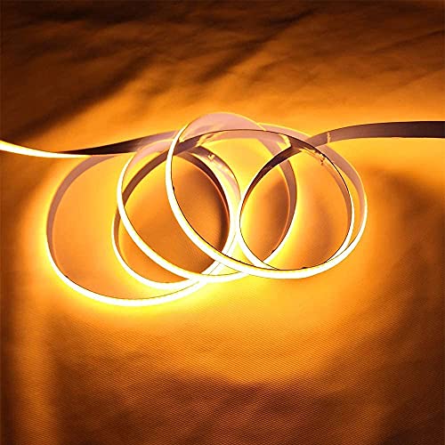Image of 16.4FT /5M COB Flexible LED Strip Light DC12V /24V 528leds /m Bendable Tape (24V, Yellow)