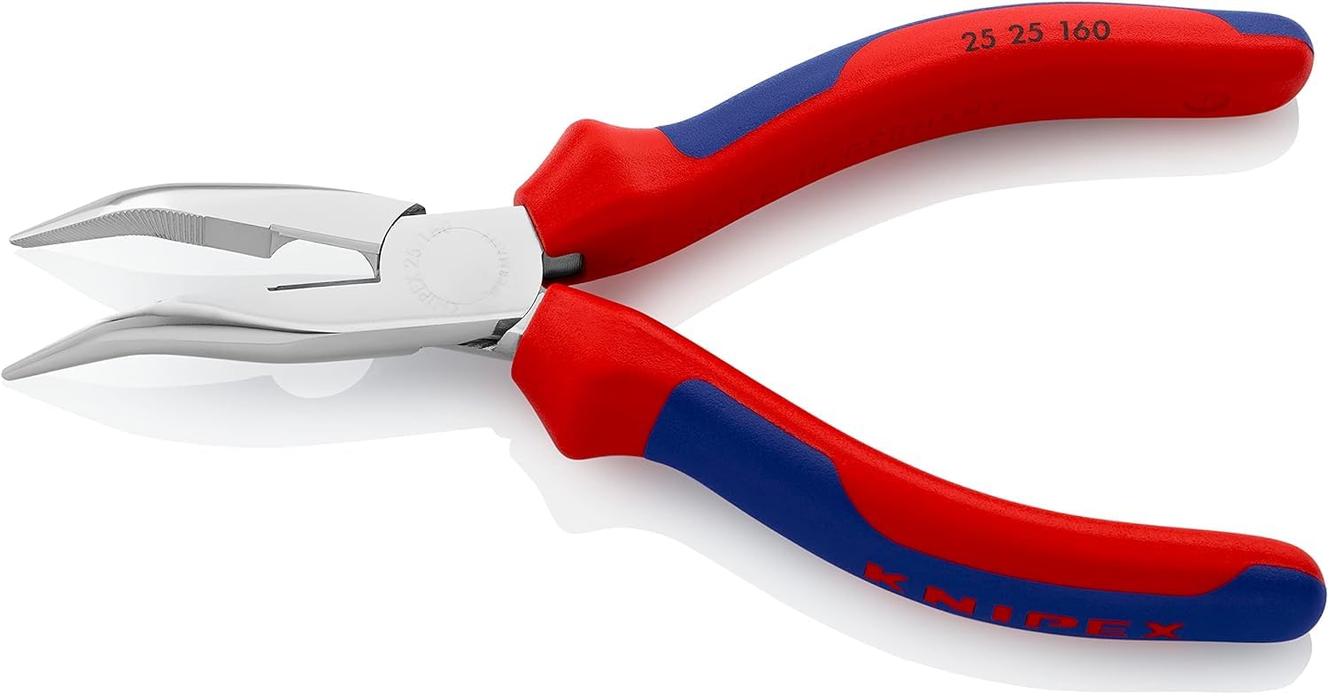 Knipex Pince demi-ronde avec tranchant (pince radio) chromée avec poignées comfortables 165 mm, 25 25 160