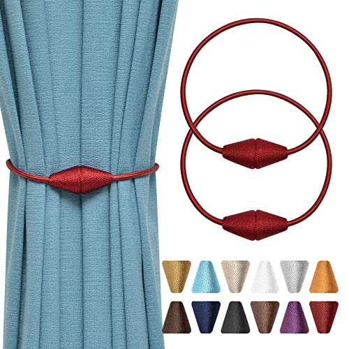 Pretty Jolly Magnetische Vorhang-Raffhalter, handgefertigt, gewebt, Seil, Vorhanghalter, praktisch, dekorativ, kegelförmig, Raffhalter für Zuhause und Büro, Fenstervorhänge, Weinrot, 2 Stück Pretty Jolly Magnetische Vorhang-Raffhalter, handgefertigt, gewebt, Seil, Vorhanghalter, praktisch, dekorativ, kegelförmig, Raffhalter für Zuhause und Büro, Fenstervorhänge, Weinrot, 2 Stück