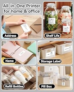 Aptika Sticker Printer - Print Pod 2.0 Mini Printer with 14 Rolls Sticky Paper, Thermarote Portable Sticker Maker Machine, Thermal Label Maker, Thermanote Labeller for Photos Notes Graphics, Black