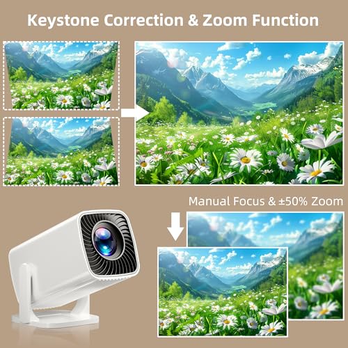 Image of Mini Projector, Portable Projector 4K & Full HD 1080P Support, 270 Rotation Outdoor Projector, Movie Projector Compatible with Smartphone, TV Stick, Laptop, PS4, HDMI, USB