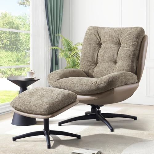 K Knowbody Swivel Accent Chair with Ottoman, 400lbs Capacity &
