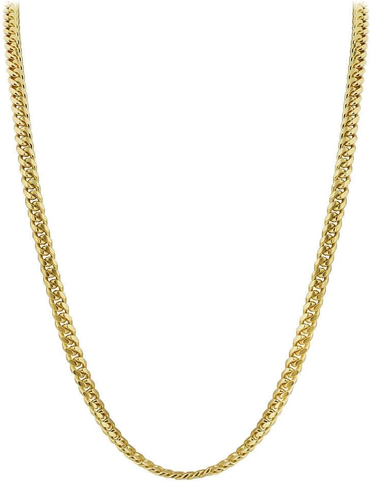 Gold Plated 925 Sterling Silver Vermeil 4mm Curb Cuban Chain Necklace