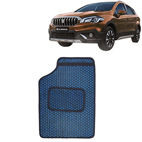 Image of Kingsway Dotted Design Car Floor Foot Mats Universal Fit for Maruti Suzuki S Cross, Model Year : 2020 Onwards, Water and Dustproof, Color Blue, Set of 5 Pieces