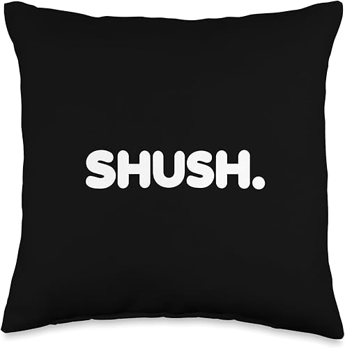Funny Reading Library Book Stores Shushing Designs Funny Shush Silence Hush Be Quiet Please Librarian Warning Throw Pillow, 16x16, Multicolor